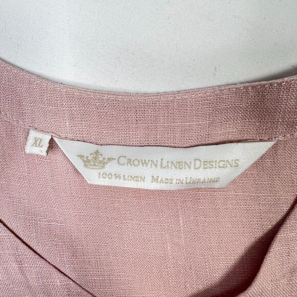 Crown Linen Designs Drop Waist Linen Maxi Dress Sleeveless Lilac Pink XL - Picture 2 of 7